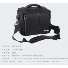 尼康（NIKON）原装定制 半软 黑色/米色单反相机包 单肩斜跨摄影包 适用d3500 D7000 D7100 D7500