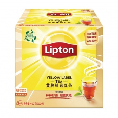 立顿Lipton 奶茶原料 红茶 茶叶 黄牌精选红茶200包400g 袋泡茶茶包 餐厅奶茶店